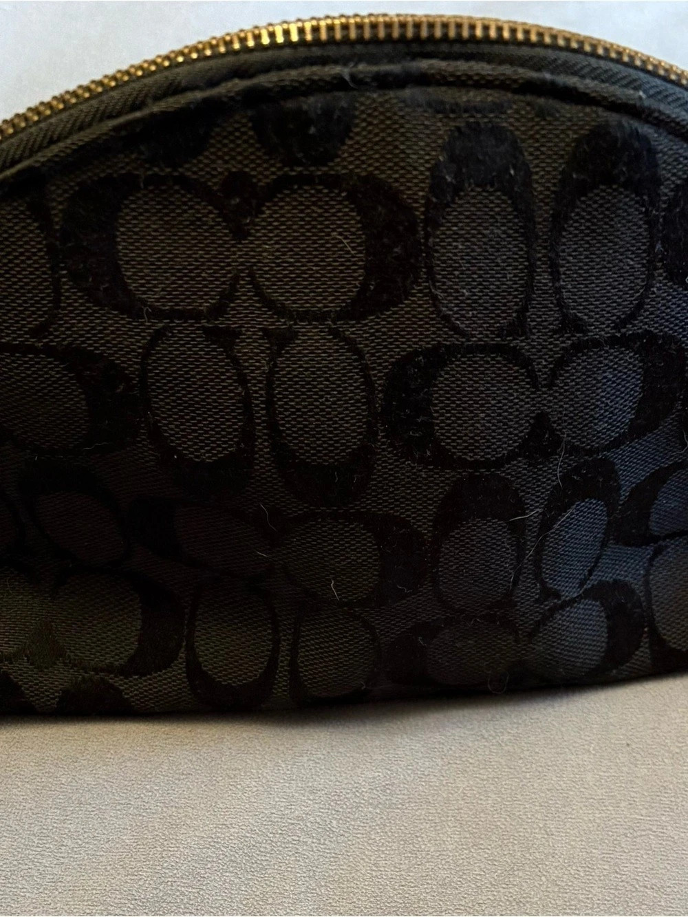 Coach Signature Cosmetic Pouch in Black & Brown